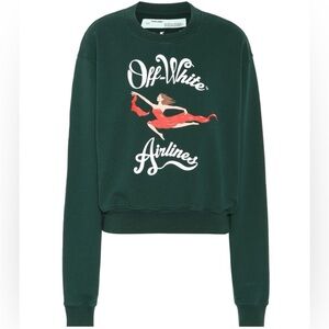 Off-White c/o Virgil Abloh Women's Green Airlines Sweatshirt Size Small